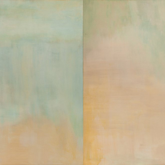 Paola Vega. Sin título (de la serie de las pinturas invisibles). Óleo sobre tela. Diptico. 200x360cm.2015