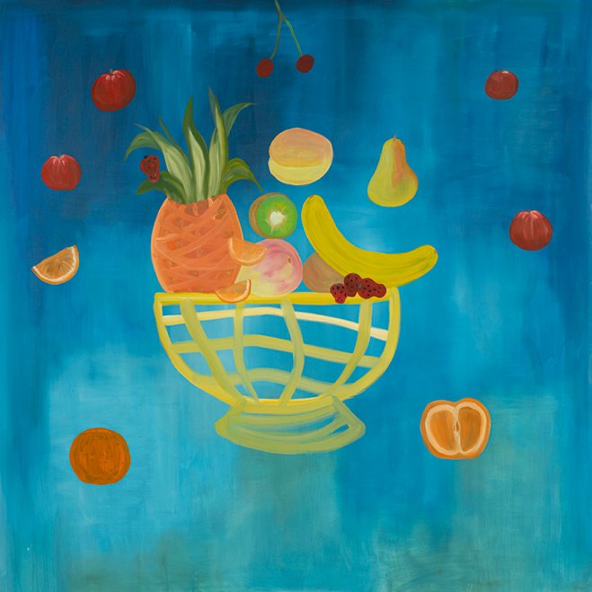 Los planetas frutales. Óleo sobre tela. 180x180cm_2020_GRILLA