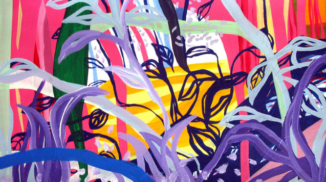 El lago que recibía gente. Acrílico sobre papel. 20 x 40 cm. 2008