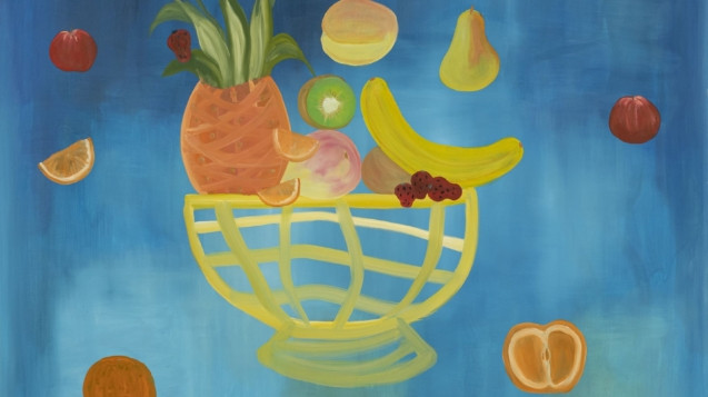 Los planetas frutales. Óleo sobre tela. 180x180cm.2020